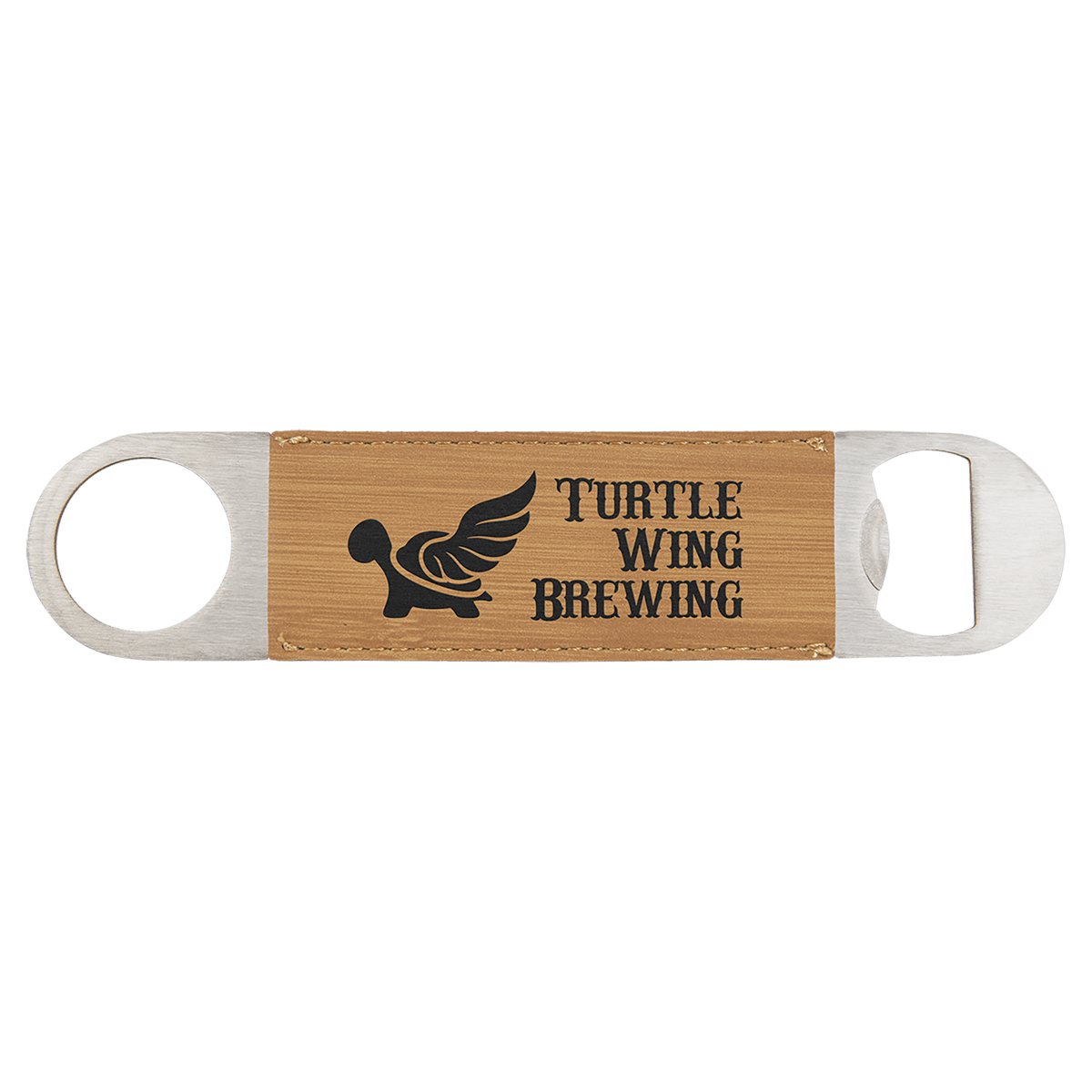 Personalized bamboo leatherette 7 inch bottle opener