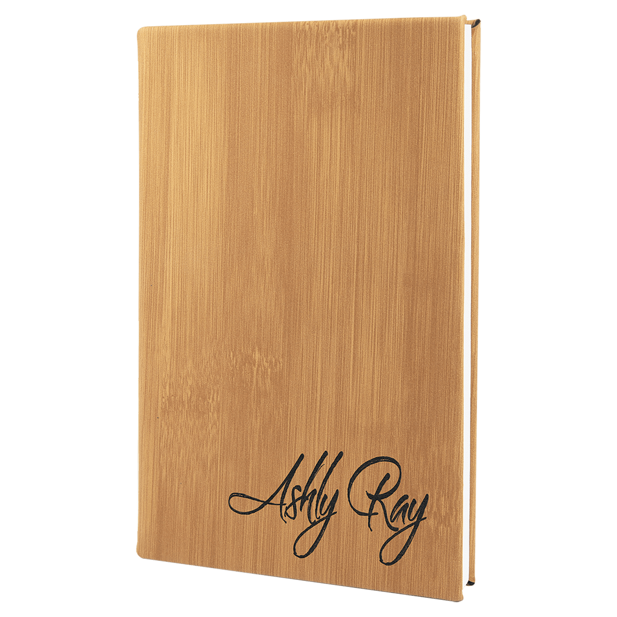 Personalized bamboo leatherette journal with lined pages, 5.25 x 8.25 inch