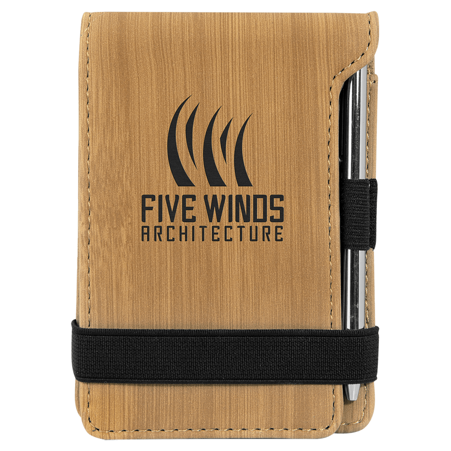 Bamboo Leatherette Mini Notepad with Pen