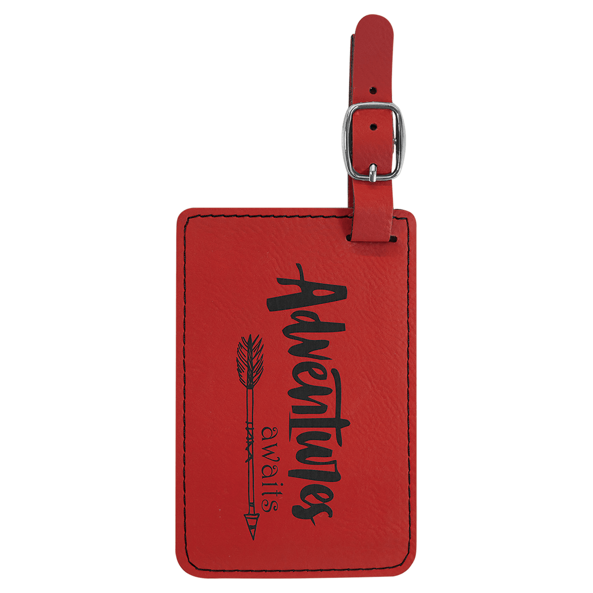 Personalized red leatherette luggage tag