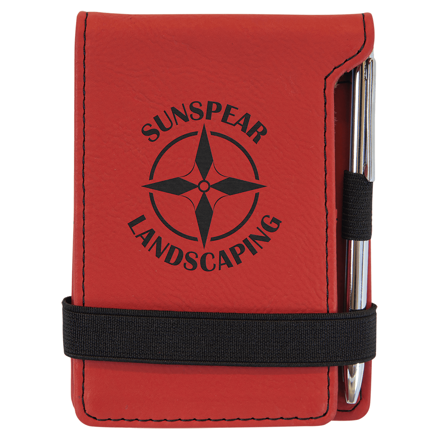 Red Leatherette Mini Notepad with Pen