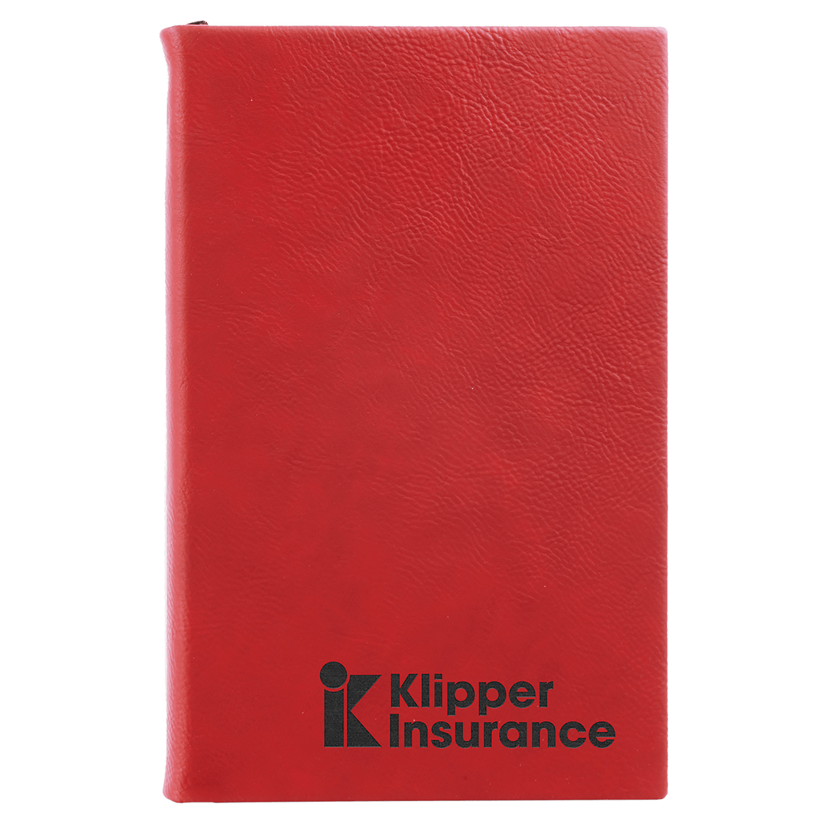 Personalized red leatherette journal with lined pages, 5.25 x 8.25 inch