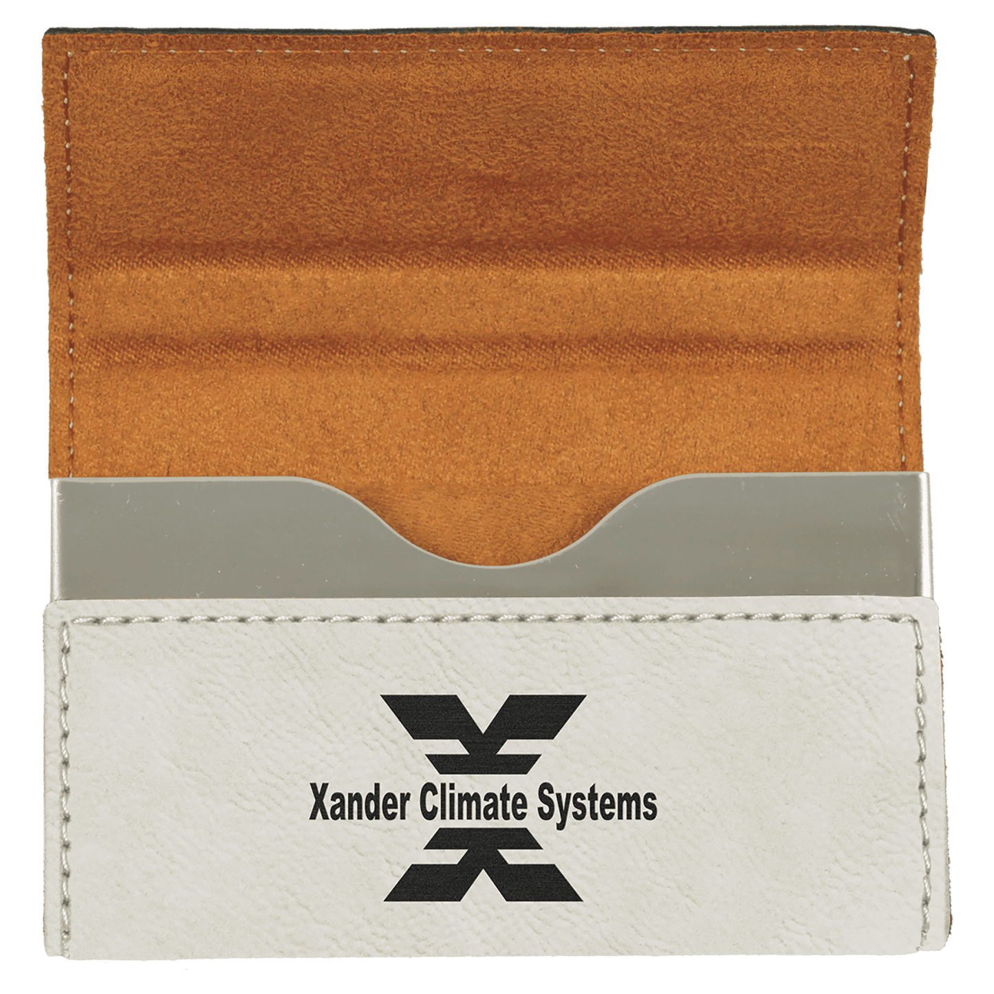 White Leatherette Business Card Holder