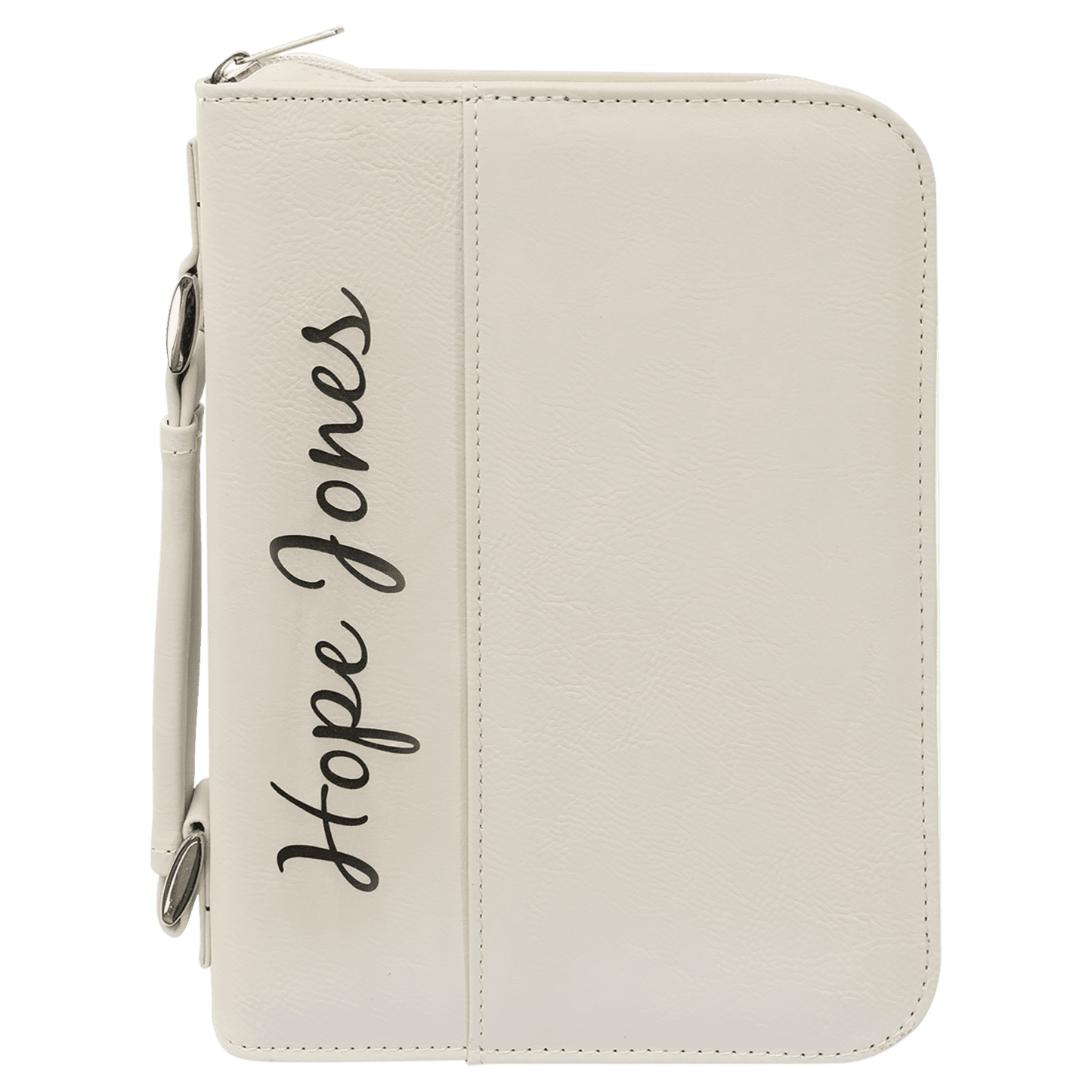 White Leatherette Zippered Bible & Book Cover, 6¾" x 9¼"