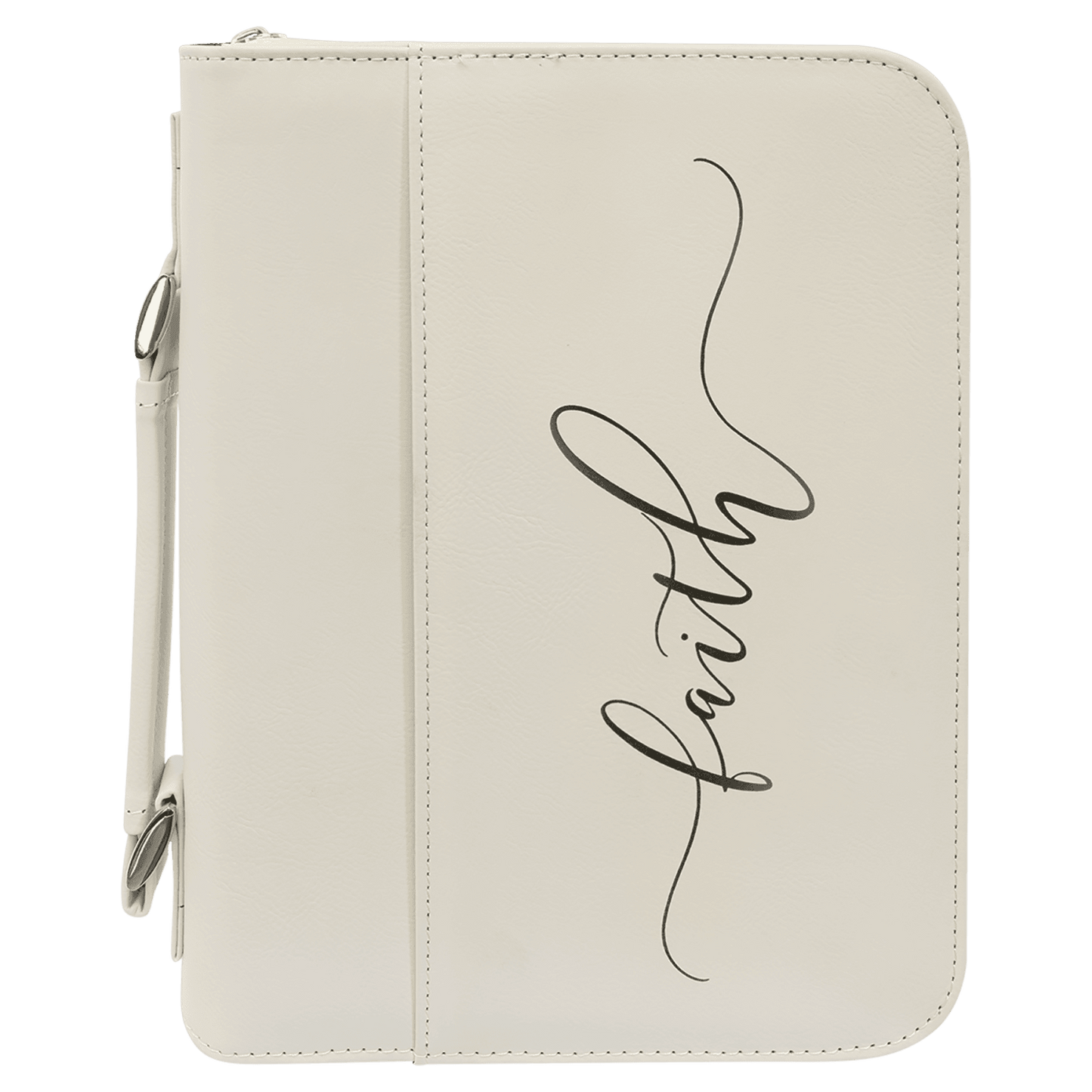 White Leatherette Zippered Bible & Book Cover, 7½" x 10¾"