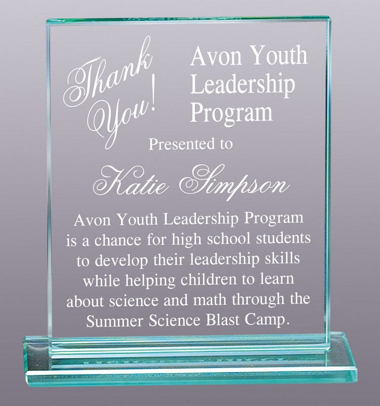 8 1/2" Rectangle Jade Glass Award