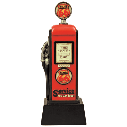 8½" Gas Pump resin trophy with full-color Route 66 design
