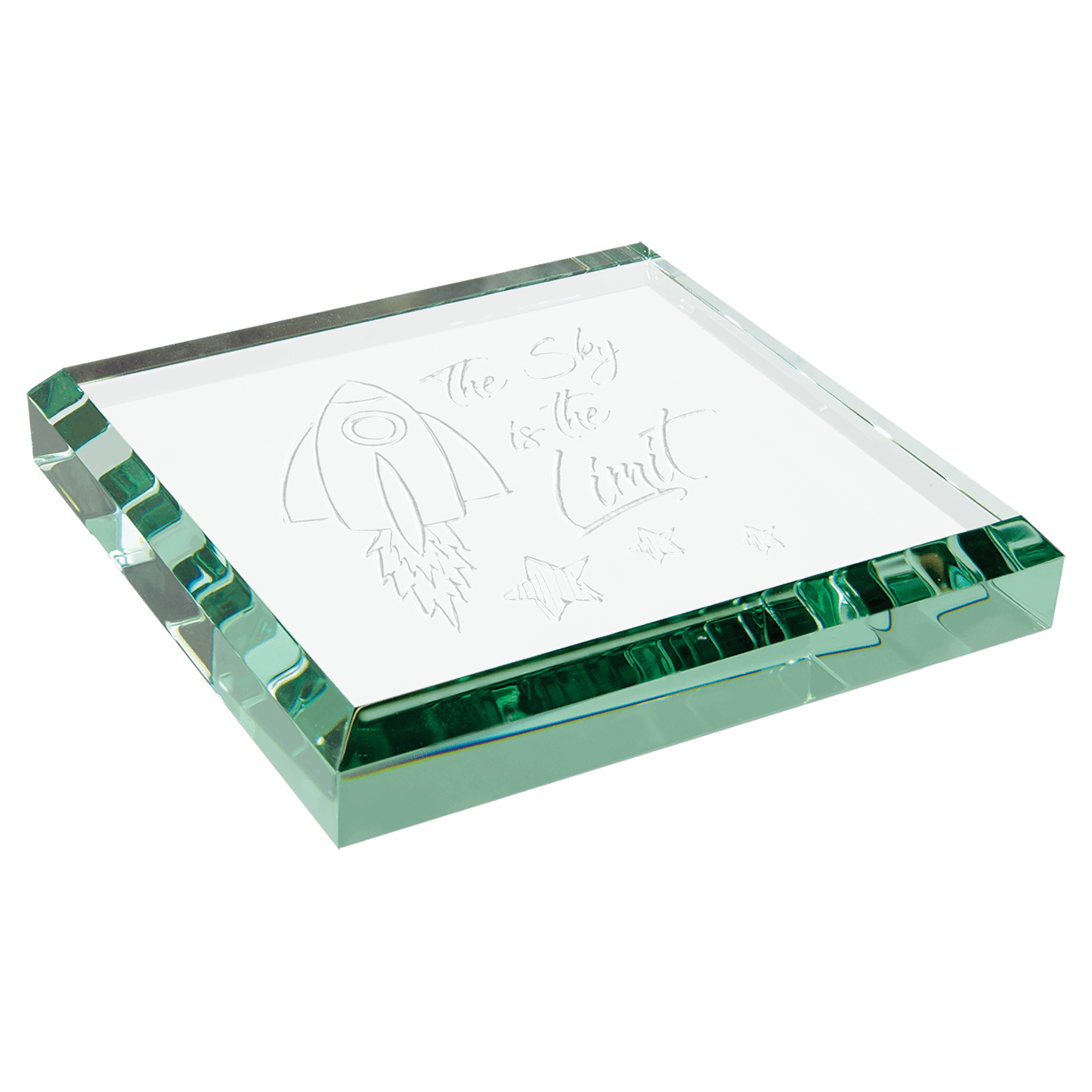 3" x 3" Square Jade Glass Paperweight