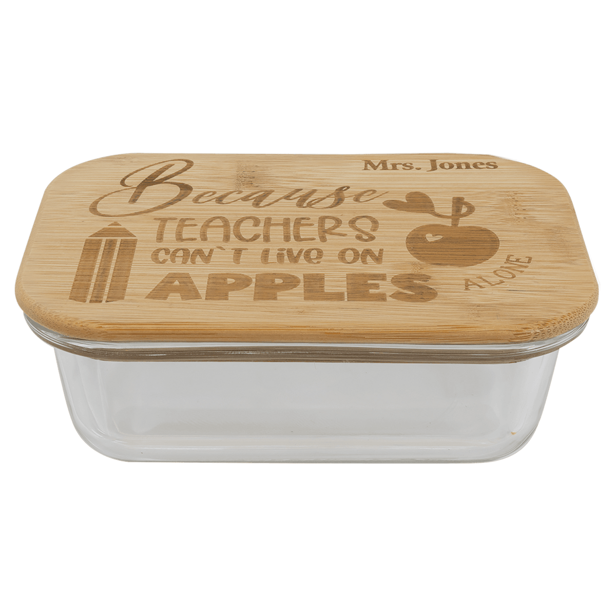 12 oz. personalized rectangle glass container with bamboo lid