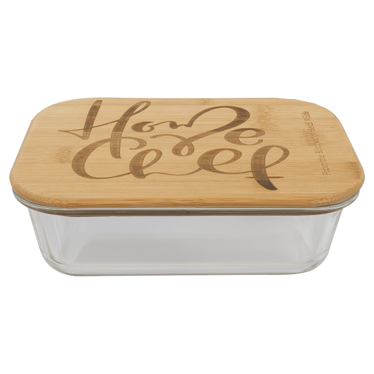 35 oz. personalized rectangle glass container with bamboo lid
