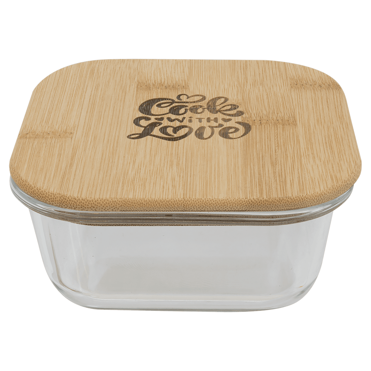 18 oz. personalized square glass container with bamboo lid