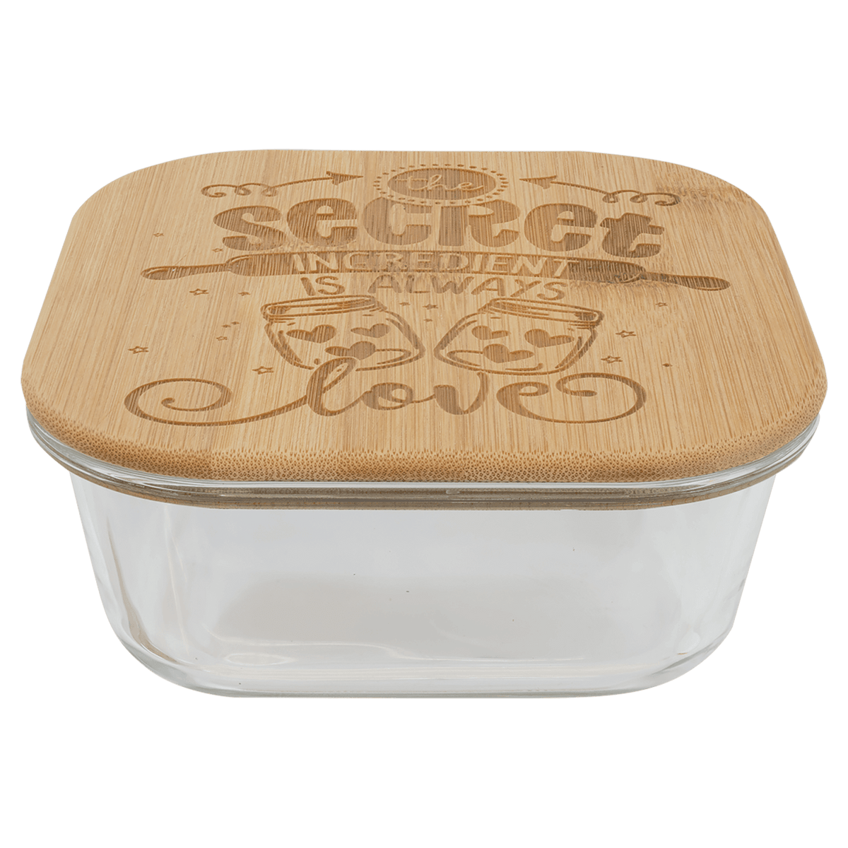 27 oz. personalized square glass container with bamboo lid