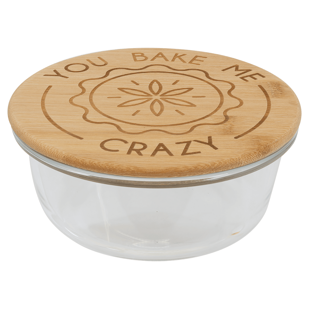 21 oz. personalized round glass container with bamboo lid