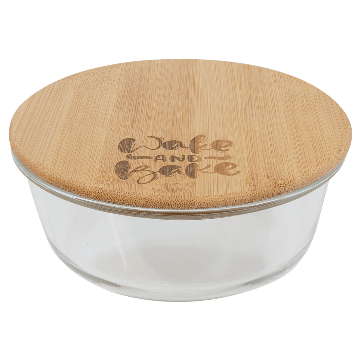 32 oz. personalized round glass container with bamboo lid