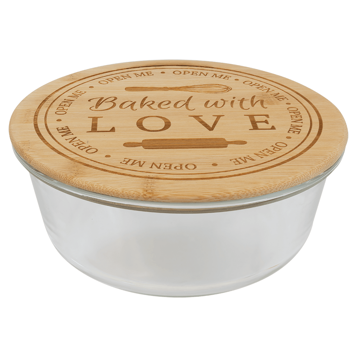 44 oz. personalized round glass container with bamboo lid