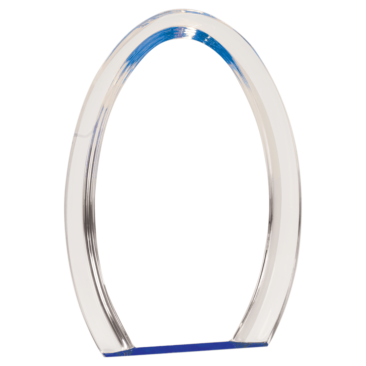 Blue Oval Halo Acrylic award, 8", self-standing acrylic with clear engraving area