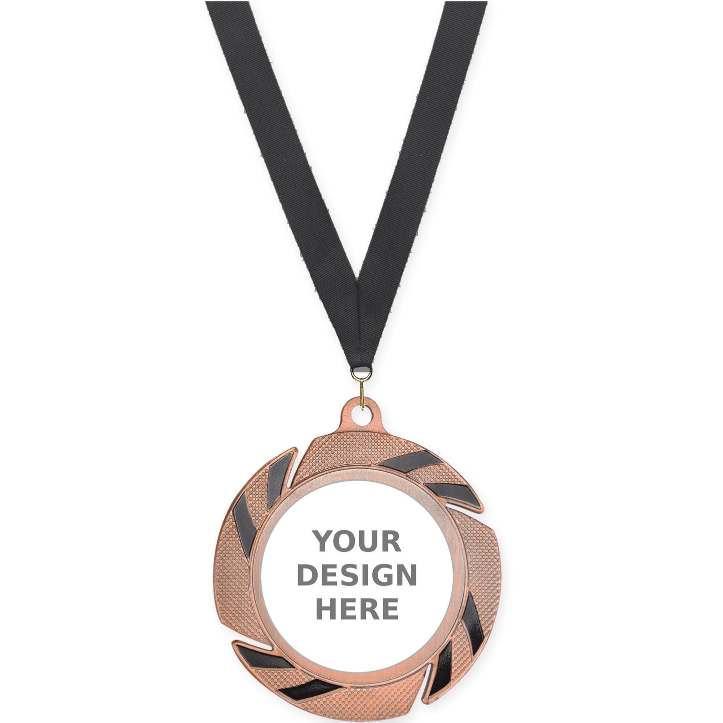 2 3/4 inch Two-Tone Swoosh insert medal in bronze/black with Black neck ribbon