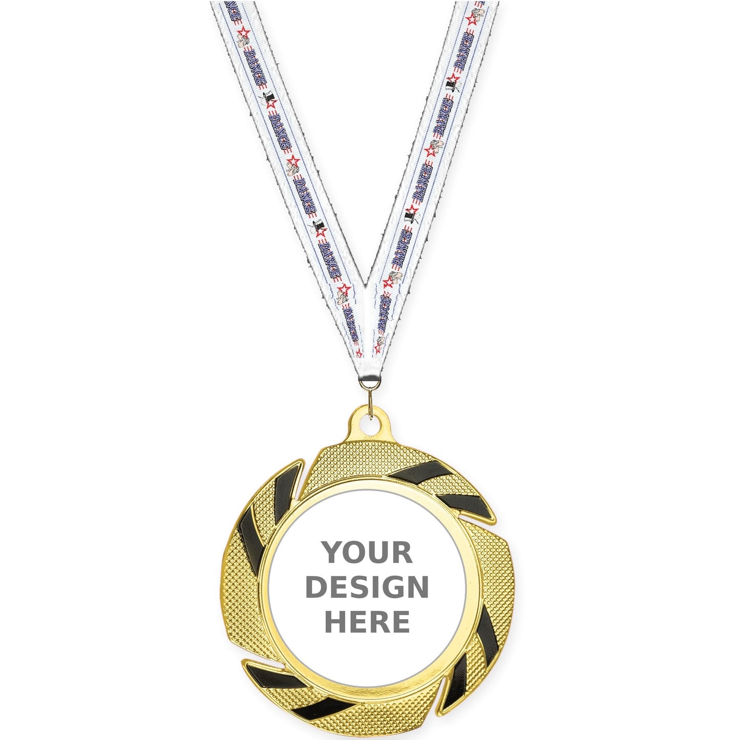 2 3/4 inch Two-Tone Swoosh insert medal in gold/black with Dance neck ribbon