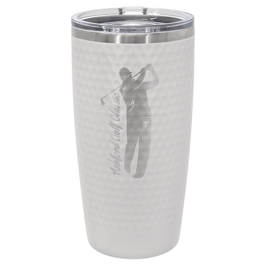 20 oz. White Golf Tumbler with Full Dimples and Slider Lid