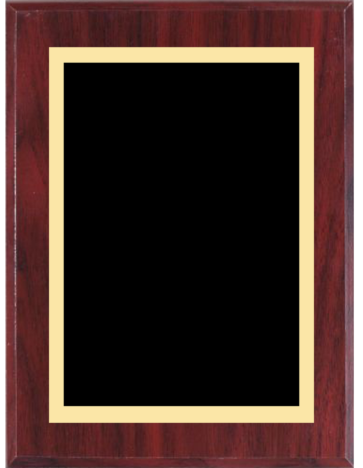 dark cherry plaque with black plate with gold border
