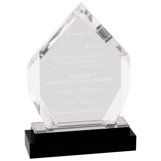 Silver 7" Fusion Diamond Impress Acrylic with Glass Base