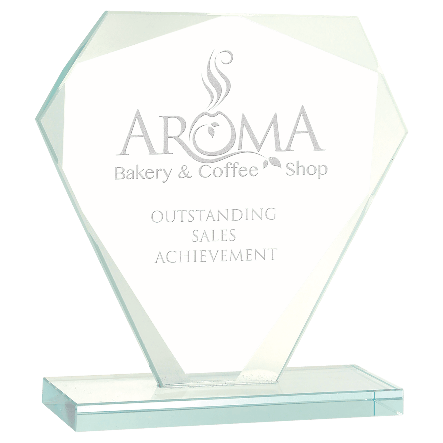 5 1/2" Cut Diamond Jade Glass Award