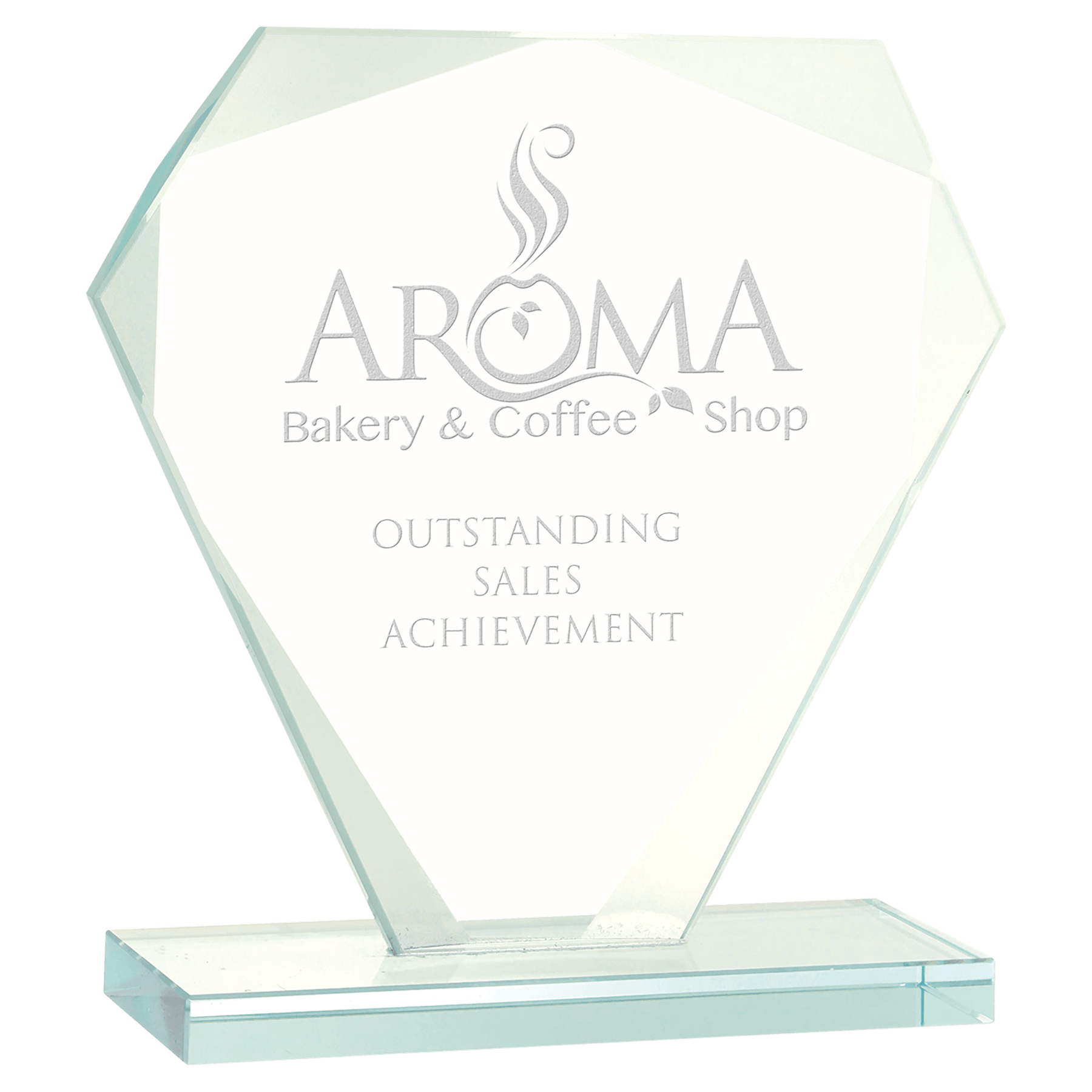 5 1/2" Cut Diamond Jade Glass Award