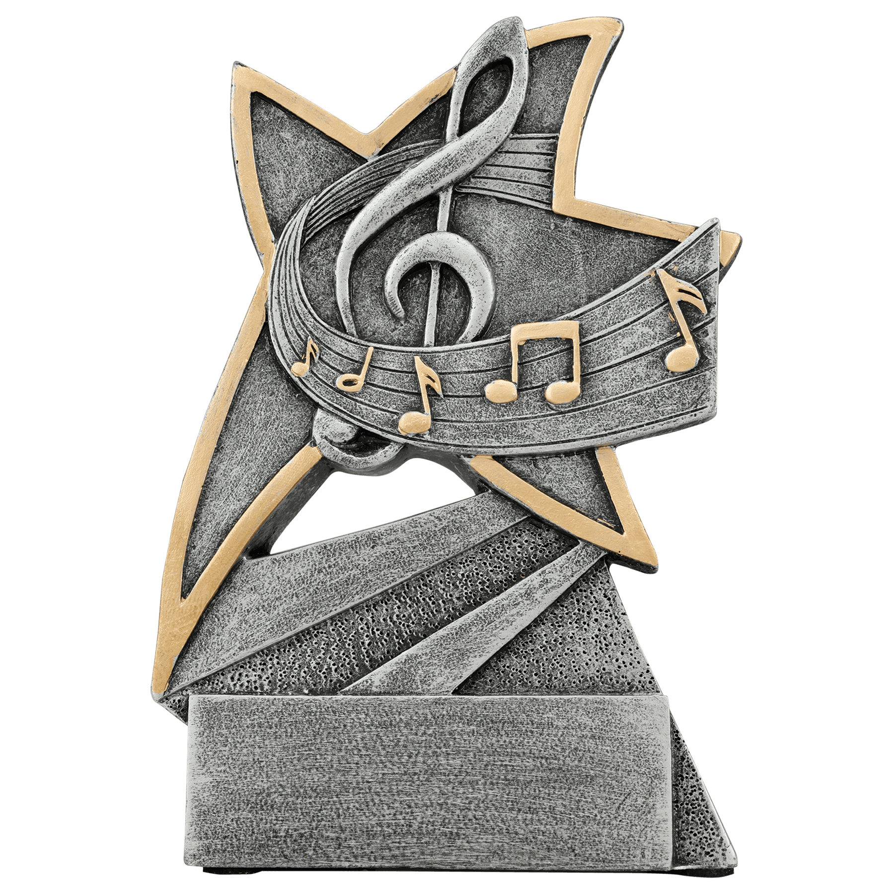 Music Jazz Star Resin award, 5.5 inch full-color antique silver and gold