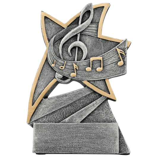 Music Jazz Star Resin award, 5.5 inch full-color antique silver and gold