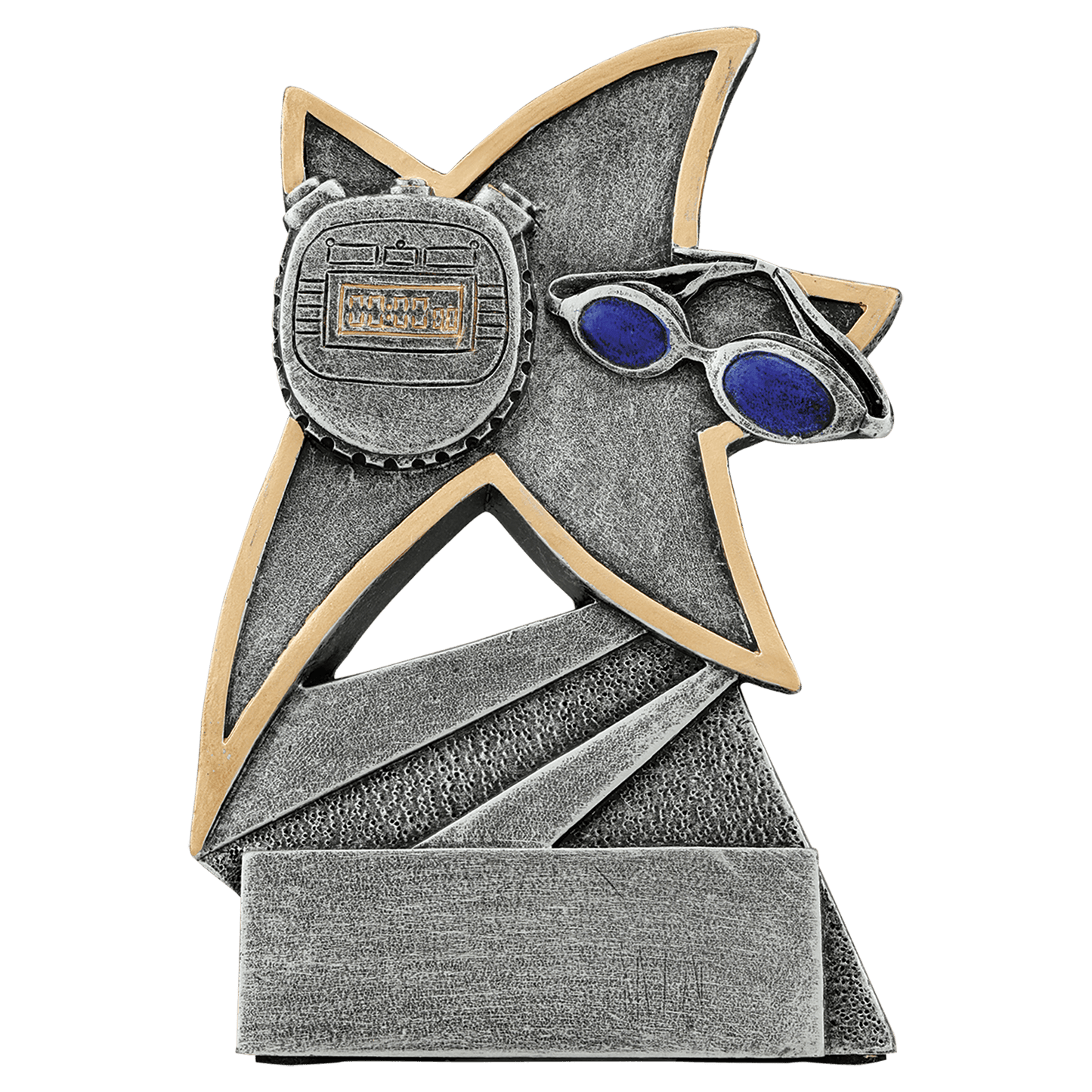 5½" Swimming Jazz Star full-color resin award in antique silver and gold
