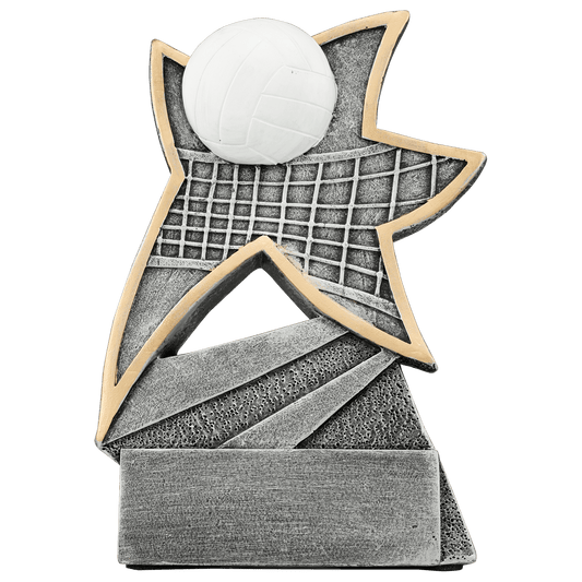 5½" Volleyball Jazz Star full-color resin award in antique silver and gold
