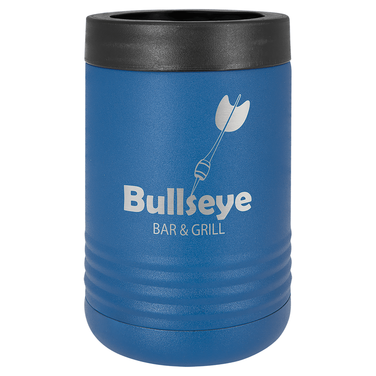 Personalized insulated can cooler in royal blue