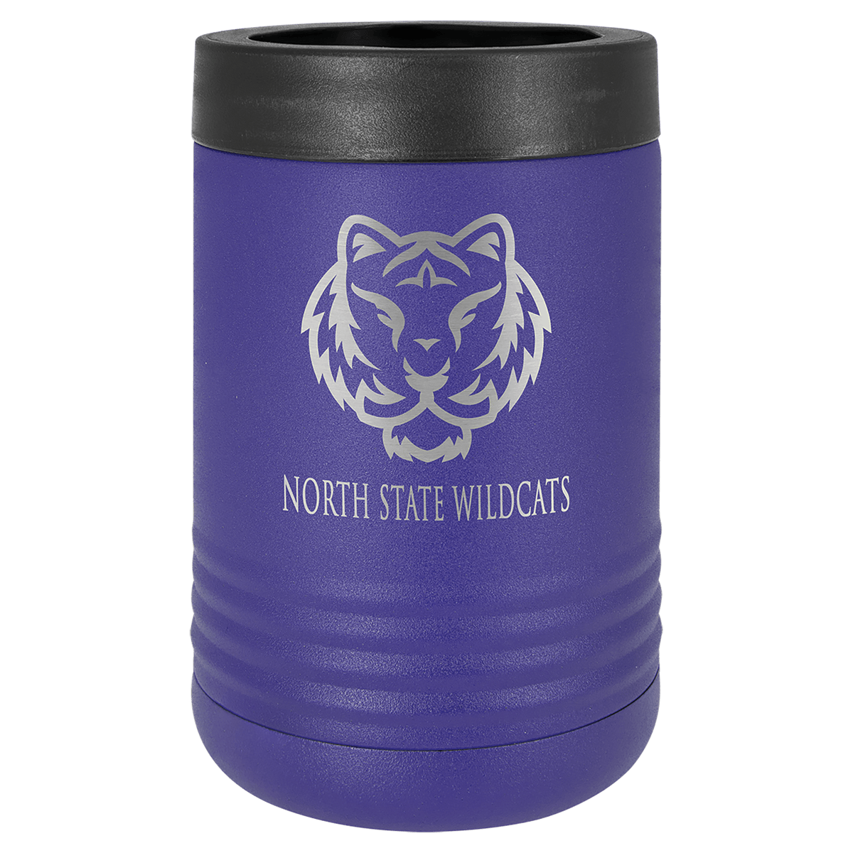 Personalized insulated can cooler in purple