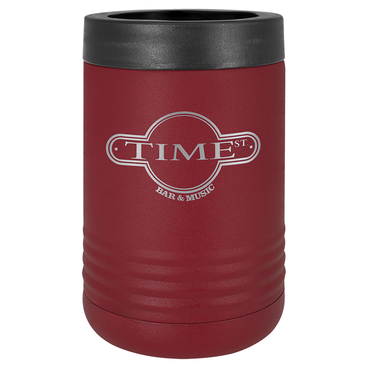 Personalized insulated can cooler in maroon