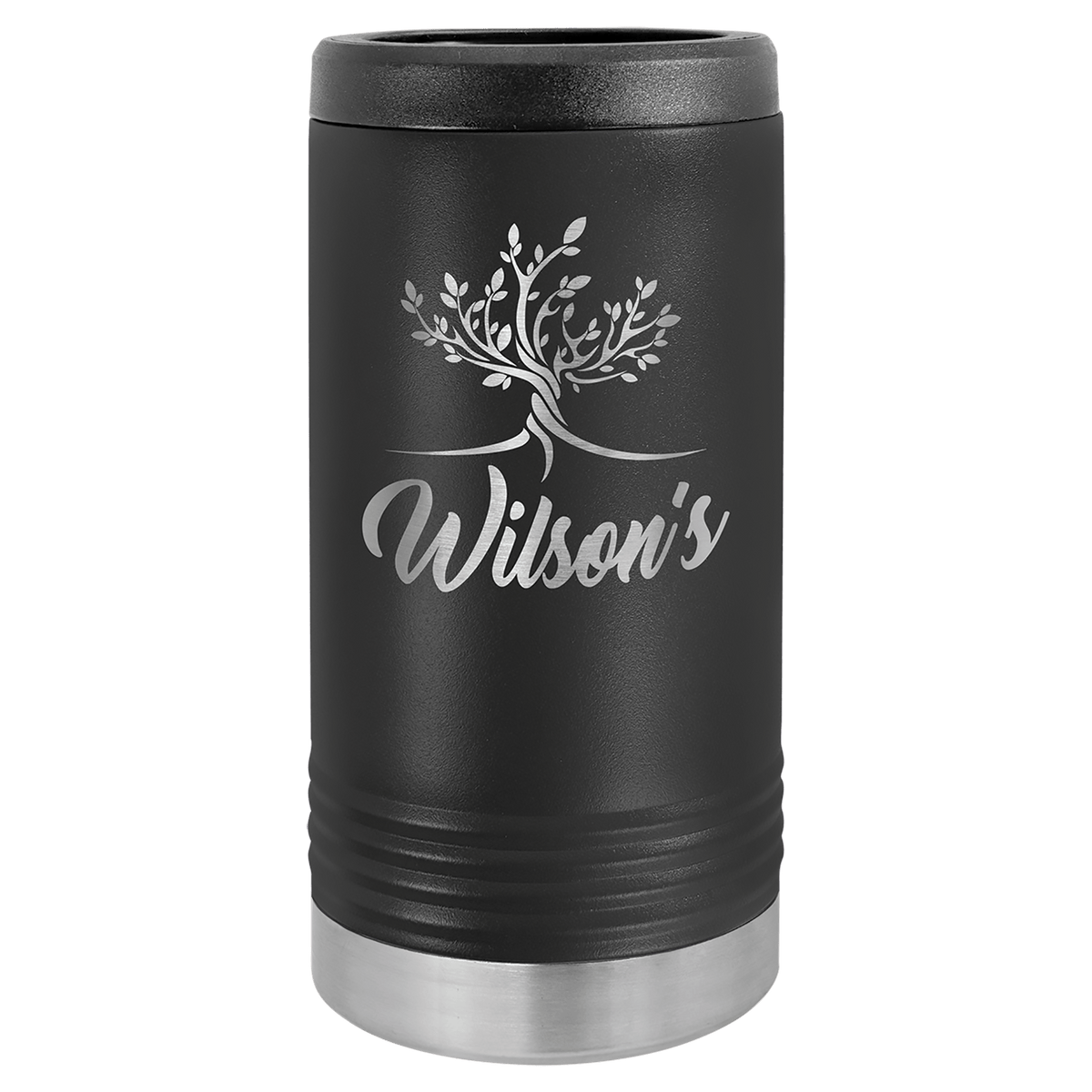 Personalized insulated slim can cooler in black