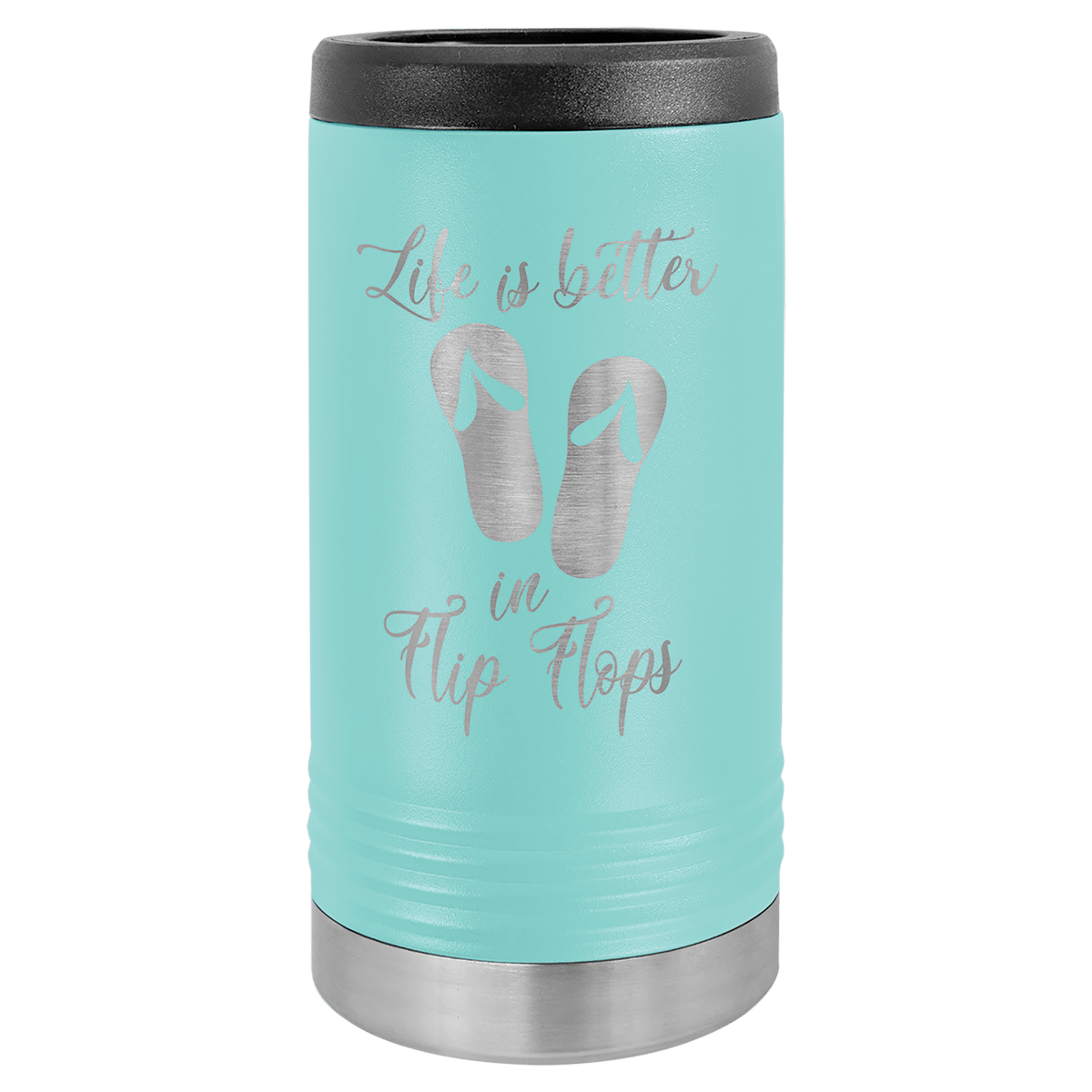 Personalized insulated slim can cooler in teal