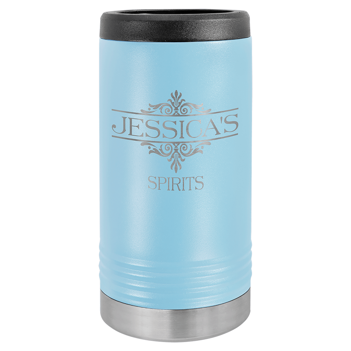 Personalized insulated slim can cooler in light blue