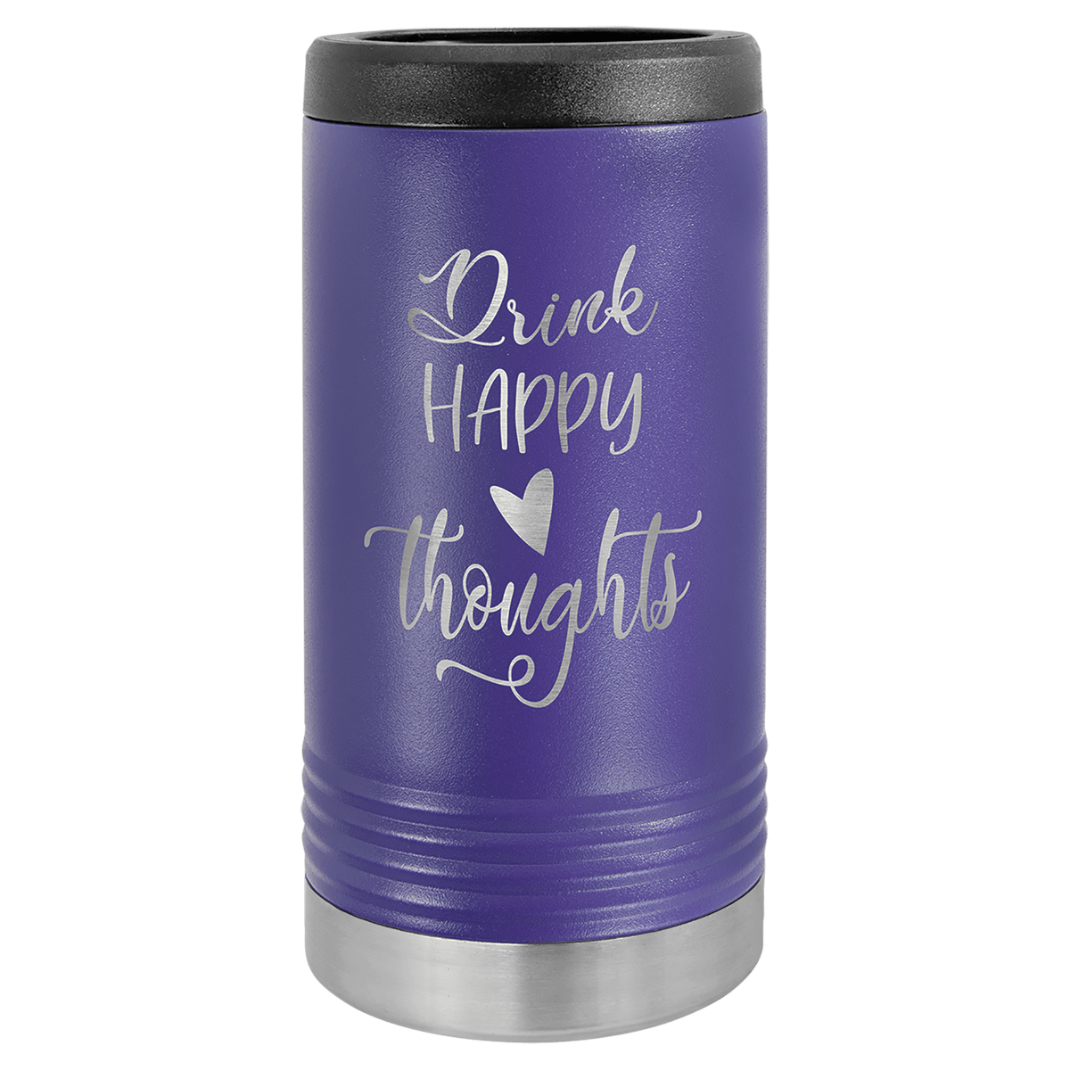 Personalized insulated slim can cooler in purple