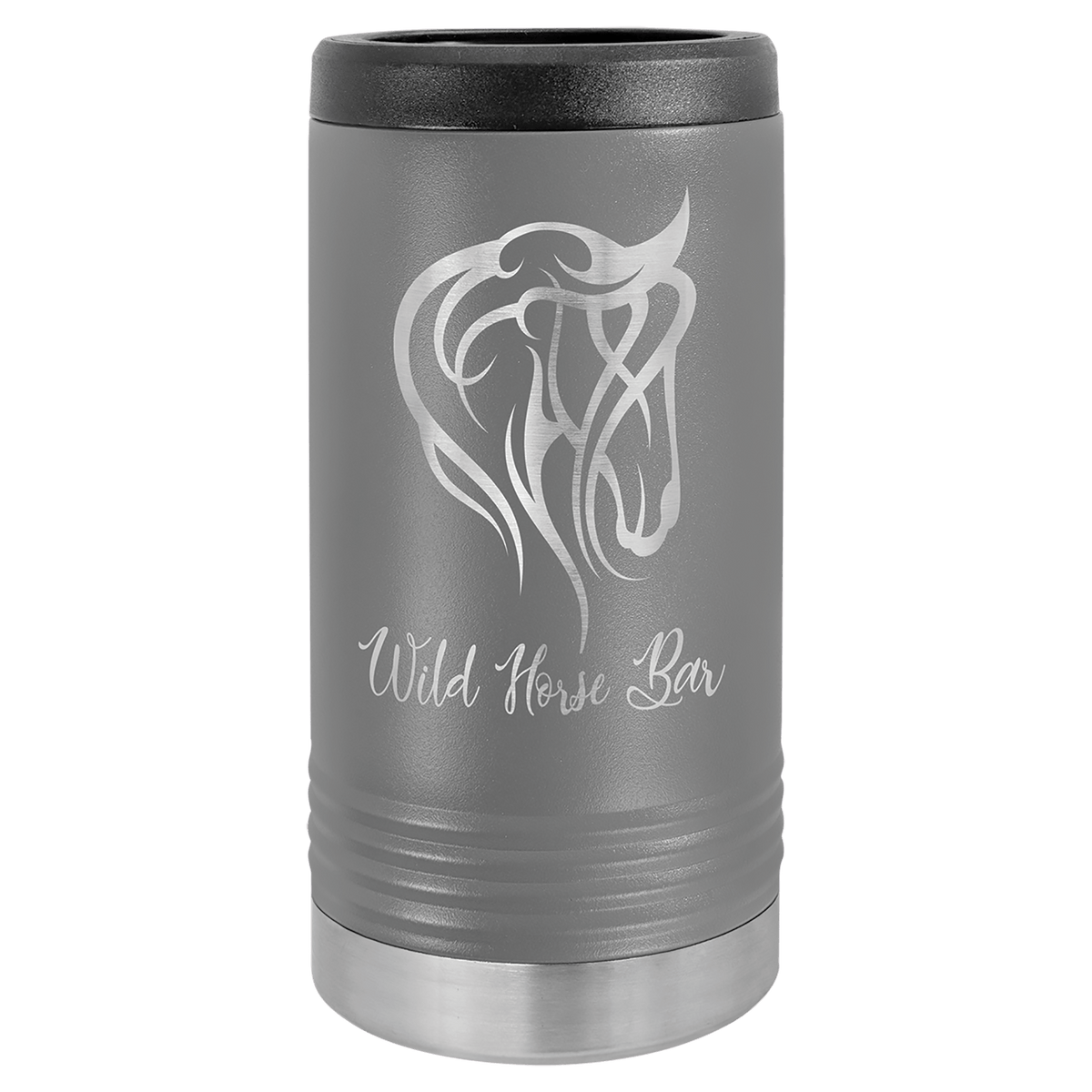 Personalized insulated slim can cooler in dark gray
