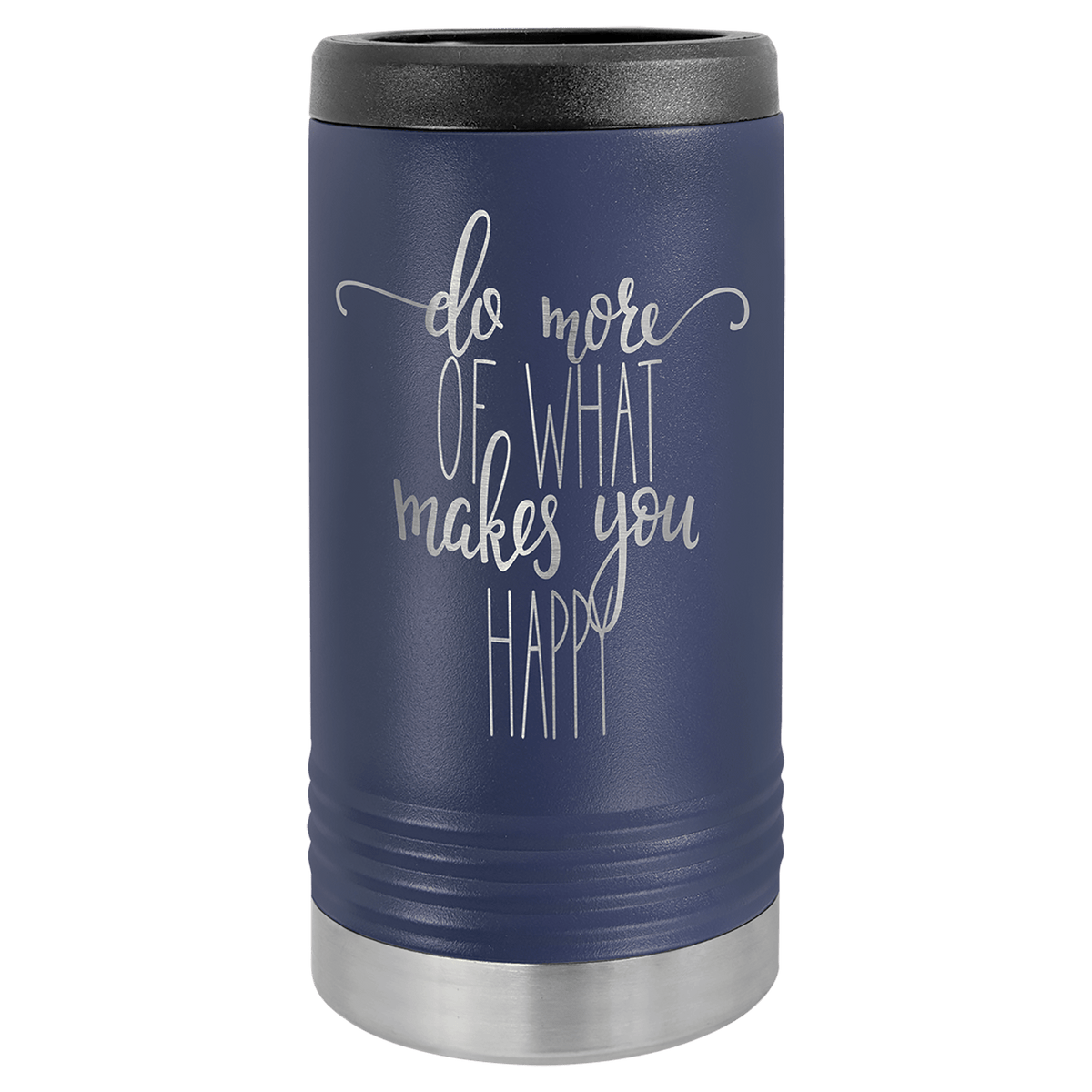 Personalized insulated slim can cooler in navy blue