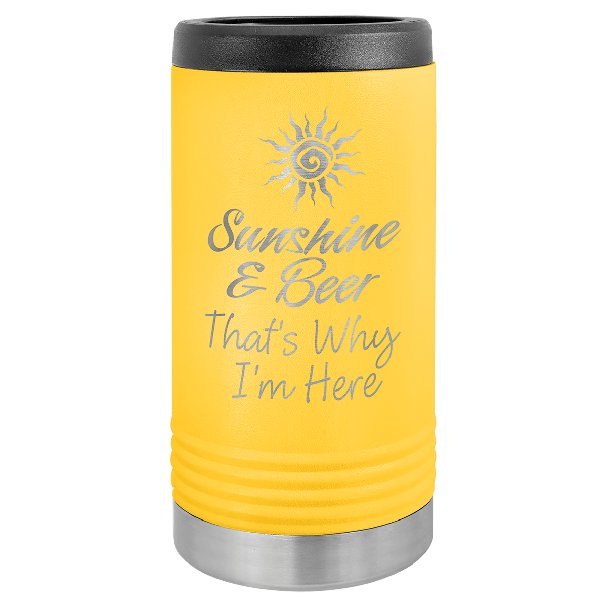 Personalized insulated slim can cooler in yellow