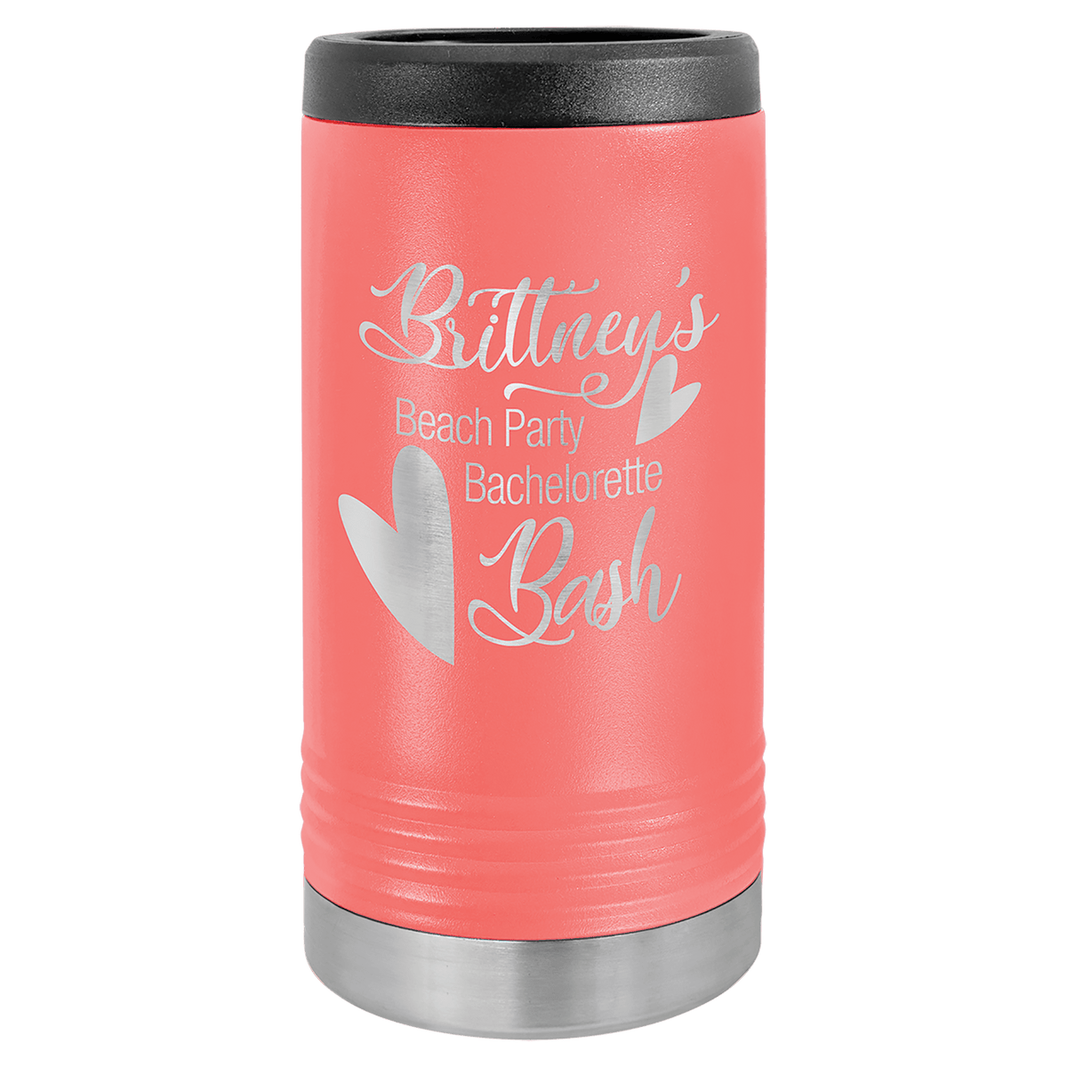 Personalized insulated slim can cooler in coral