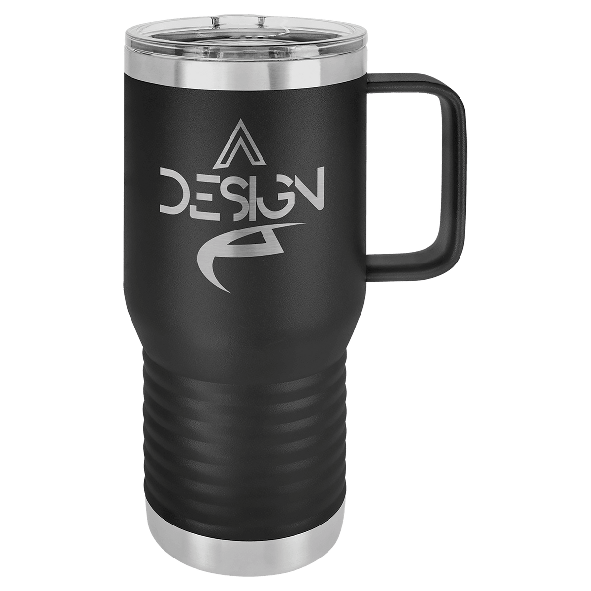 Personalized 20 oz insulated travel mug with slider lid in black