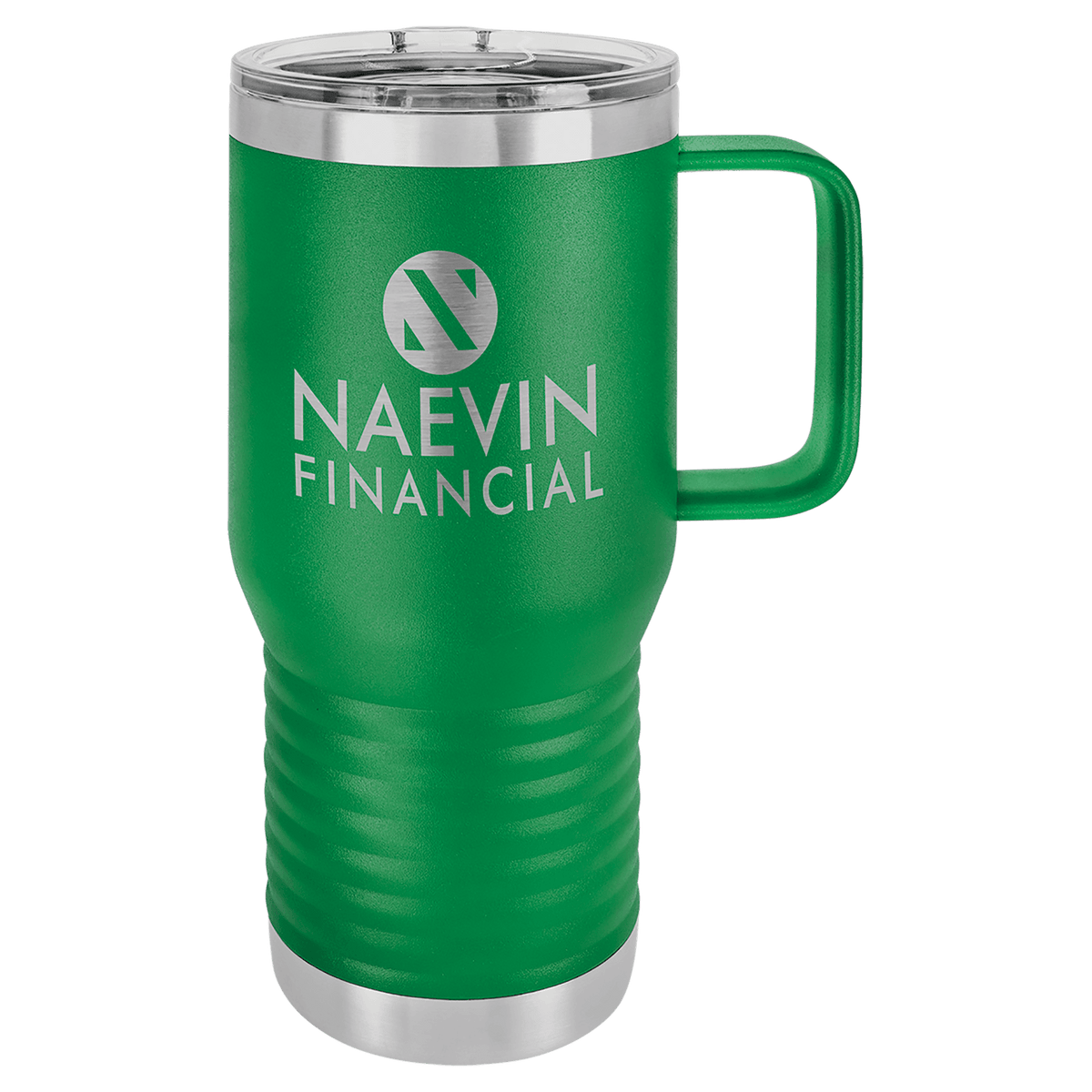 Personalized 20 oz insulated travel mug with slider lid in green