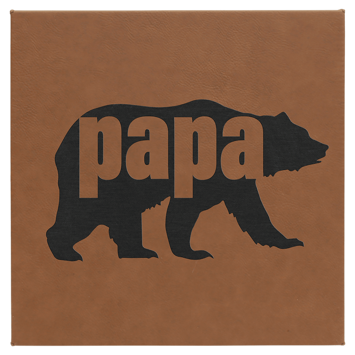 Personalized 10 inch x 10 inch dark brown leatherette wall sign