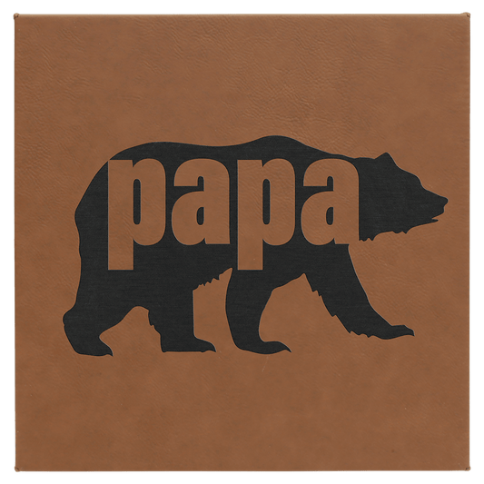 Personalized 10 inch x 10 inch dark brown leatherette wall sign