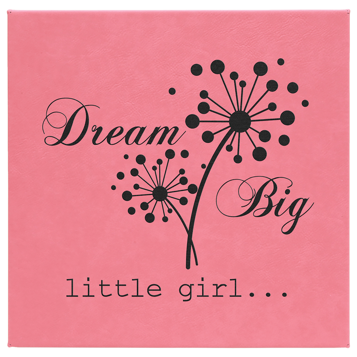 Personalized 10 inch x 10 inch pink leatherette wall sign
