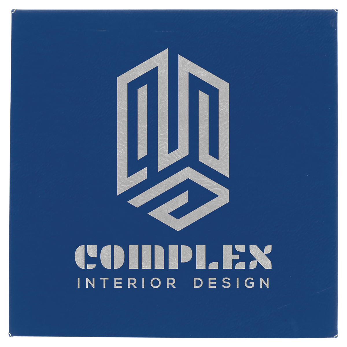 Personalized 10 inch x 10 inch blue/silver leatherette wall sign