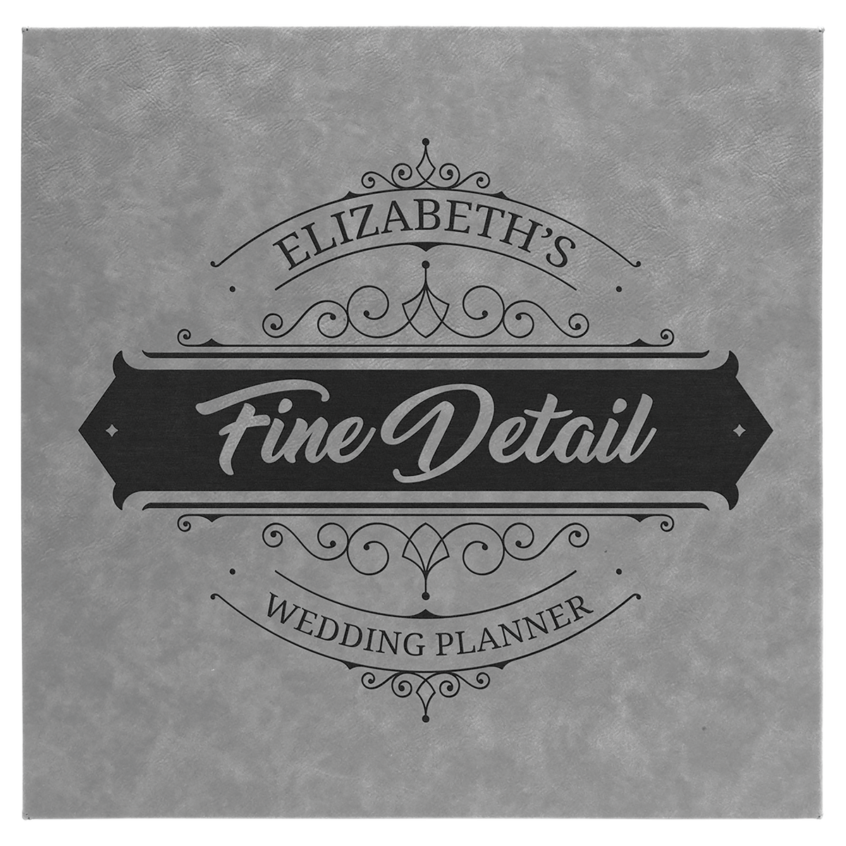 Personalized 14 inch x 14 inch gray leatherette wall sign