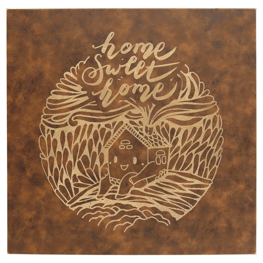 Personalized 14 inch x 14 inch rustic/gold leatherette wall sign
